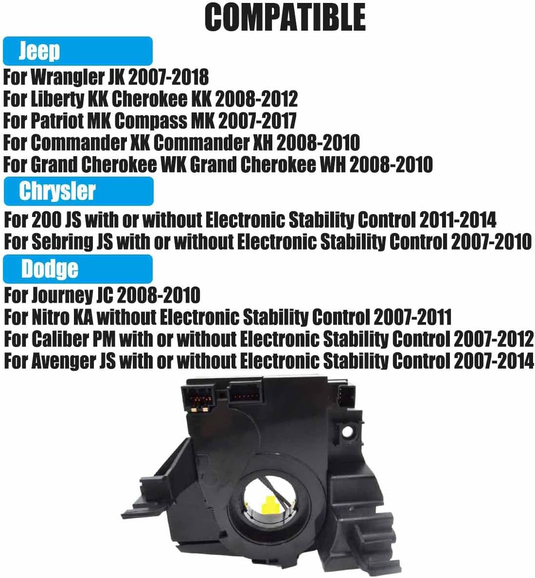 Replacement Wire 68339336AB Compatible with Grand Cherokee Wrangler JK Commander Compass Avenger Nitro Sebring