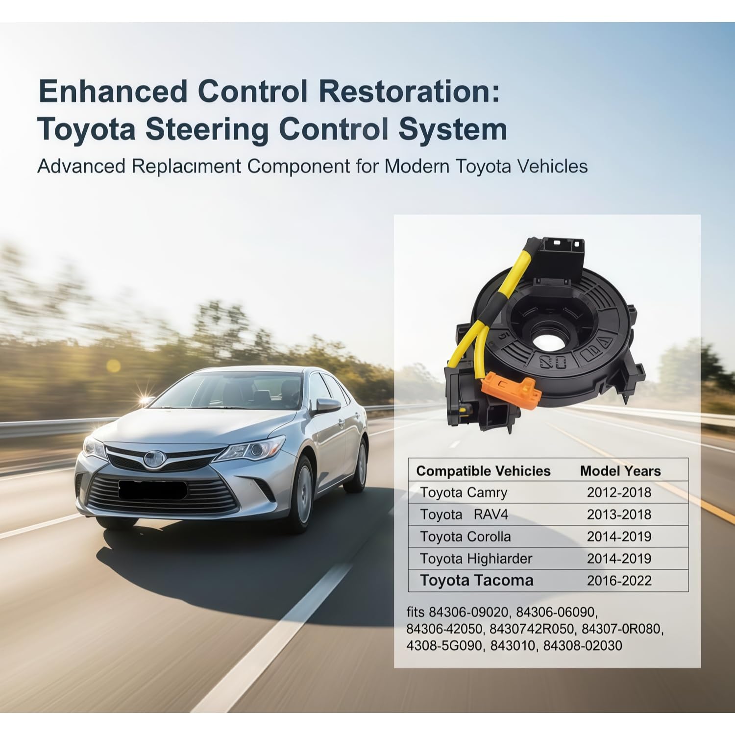 Automotive Clock Suspension Pendulum Spring Drive Plug Harness for Toyota Camry 2012-2018 Corolla 2014-2019 RAV4 2013-2018 Tacoma 2016-2022 Highlander 2014-2019 Part# 84306-09020